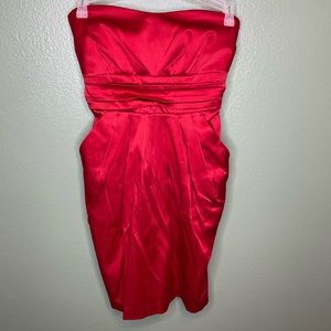Red Strapless Silk Dress